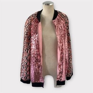 Glamorous Pink Sequin Bomber Jacket